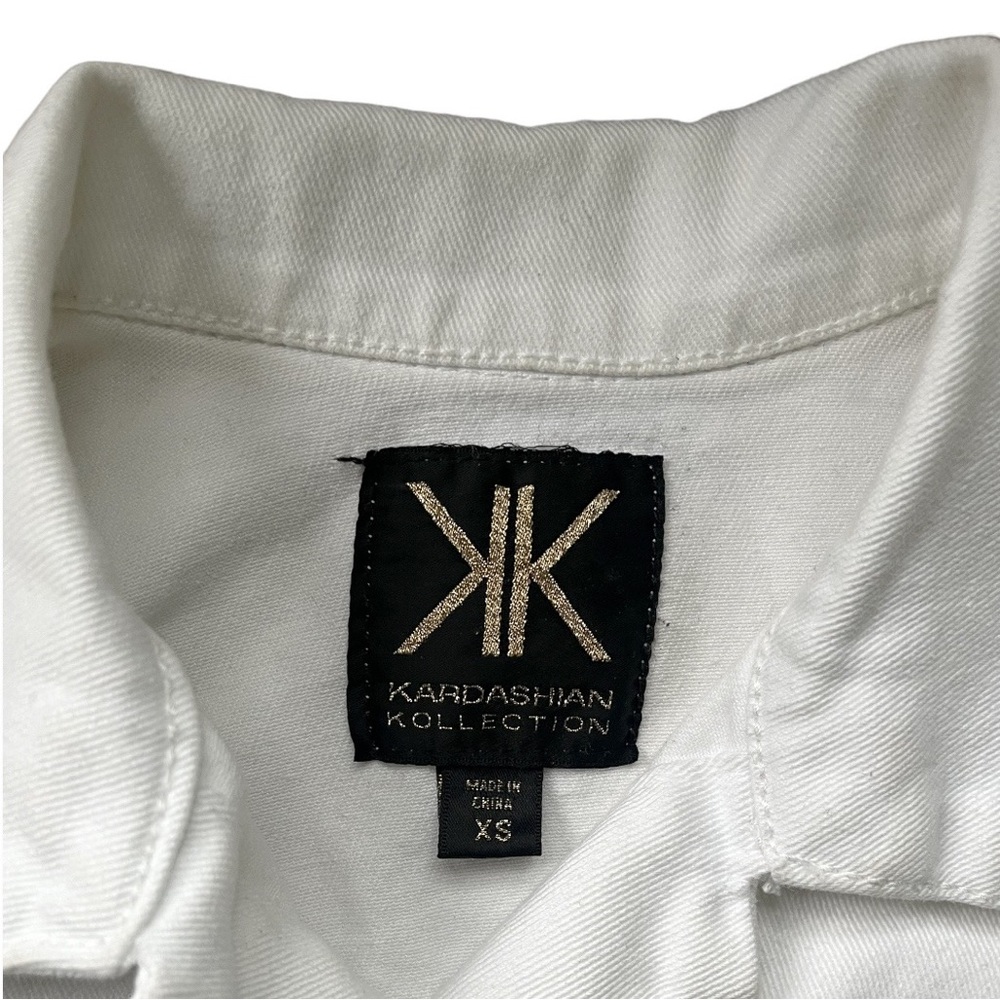 Kardashian Kollection White Denim Jean Jacket, sz XS - Picture 5 of 12